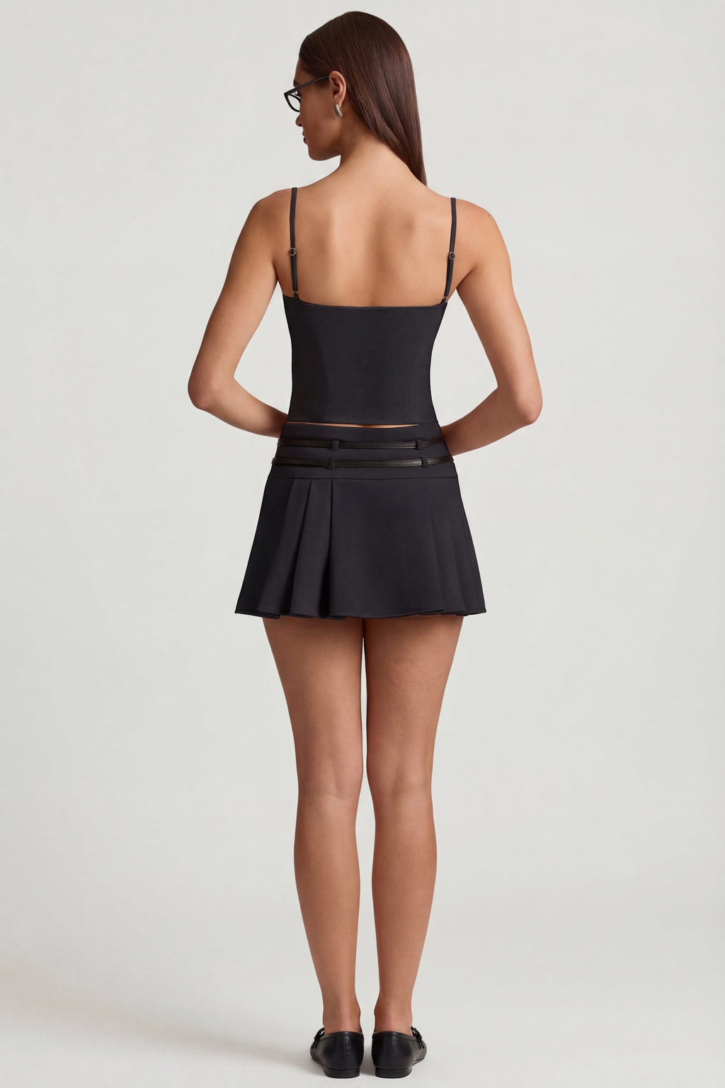 Cut-Top Camisole Top in Black