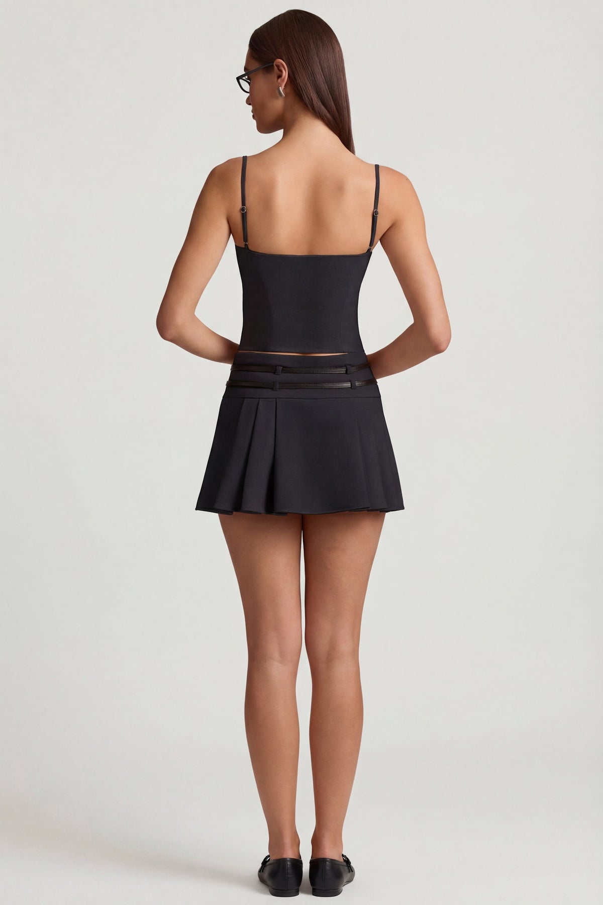 Cut-Top Camisole Top in Black