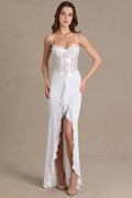Embellished Lace Corset Gown in Snow