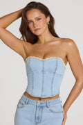 Denim Corset Top  in Light Denim