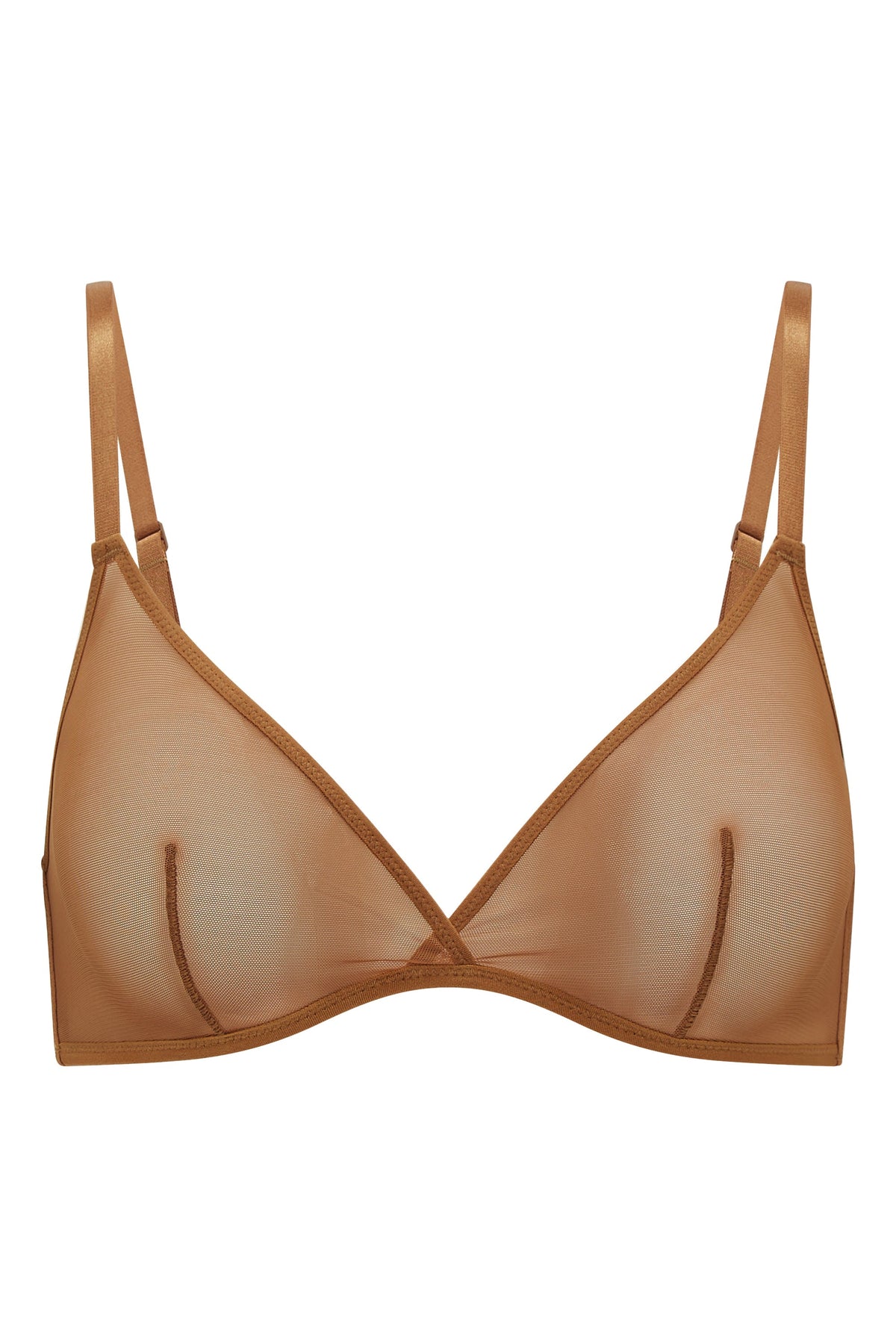 Soft Mesh Single Layer Triangle Bra in Almond