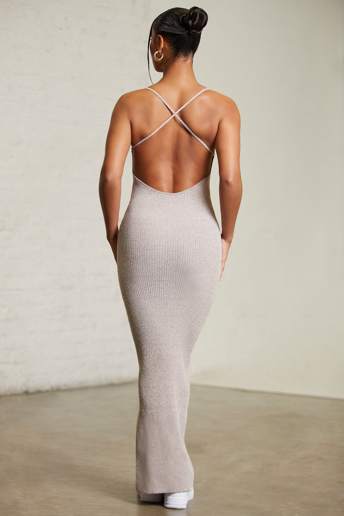 Low Back Maxi Dress in Chocolate