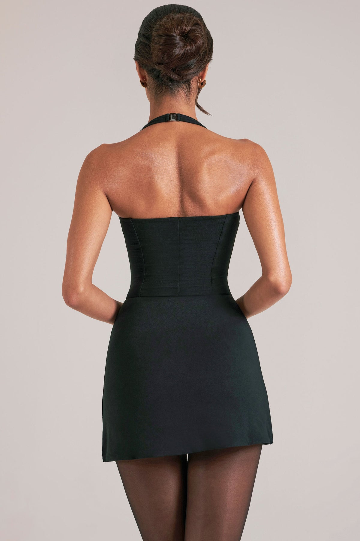 Mid-Rise Bodycon Ultra Mini Skirt with Split in Black