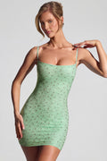 Embellished Bodycon Mini Dress in Matcha