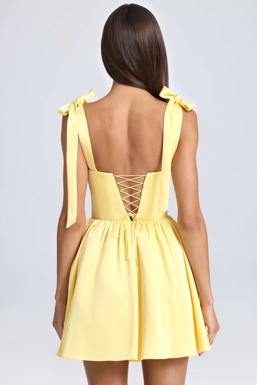 Draped Corset Mini Dress in Daffodil