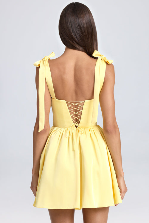 Draped Corset Mini Dress in Daffodil
