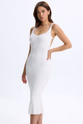 Modal Plunge Open-Back Midaxi Dress in Coconut