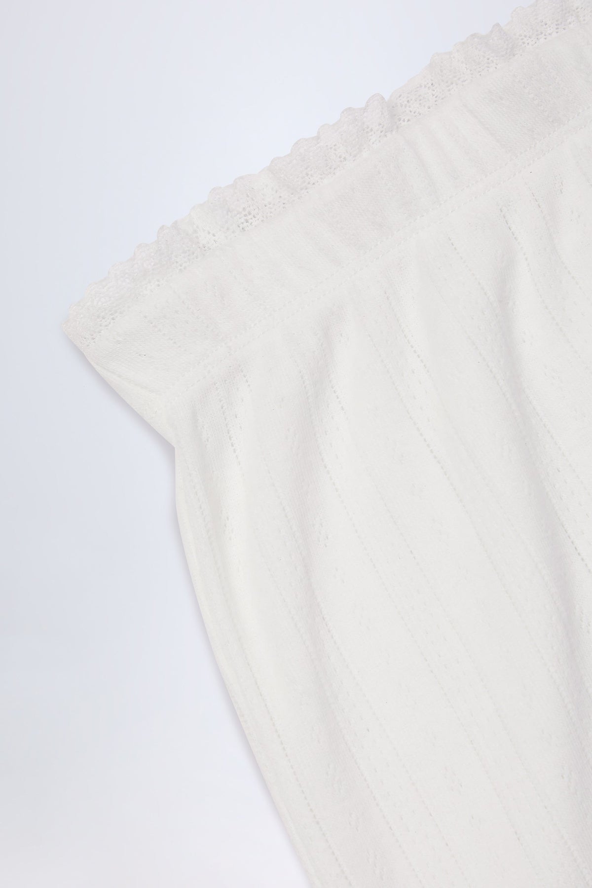 Pointelle Mid-Rise Straight-Leg Trousers in White