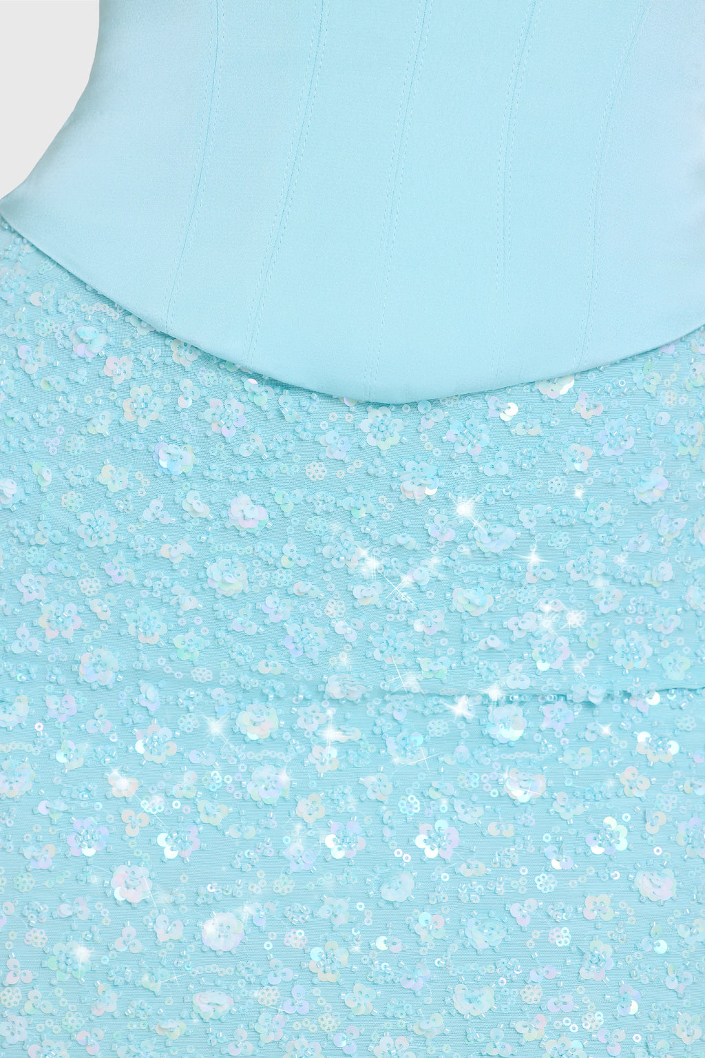 Embellished Skirt Corset Mini Dress in Aqua