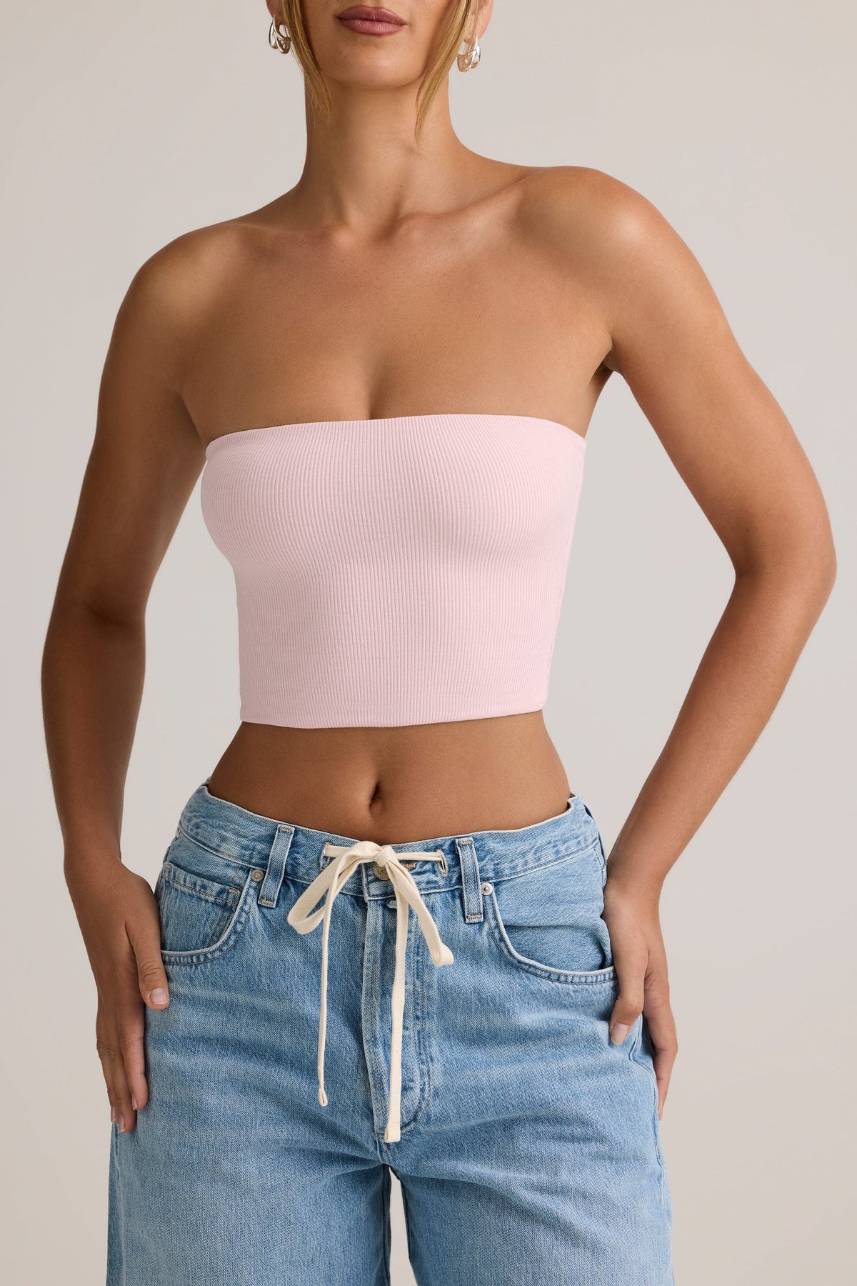 Modal Strapless Crop Top in Candyfloss Pink
