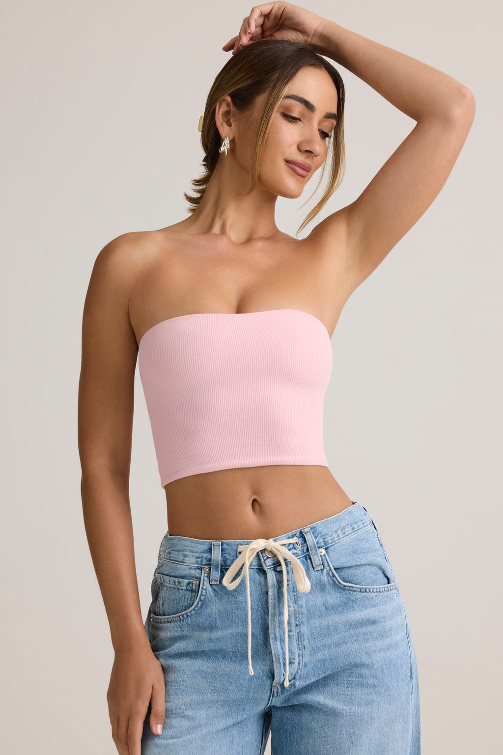 Modal Strapless Crop Top in Candyfloss Pink