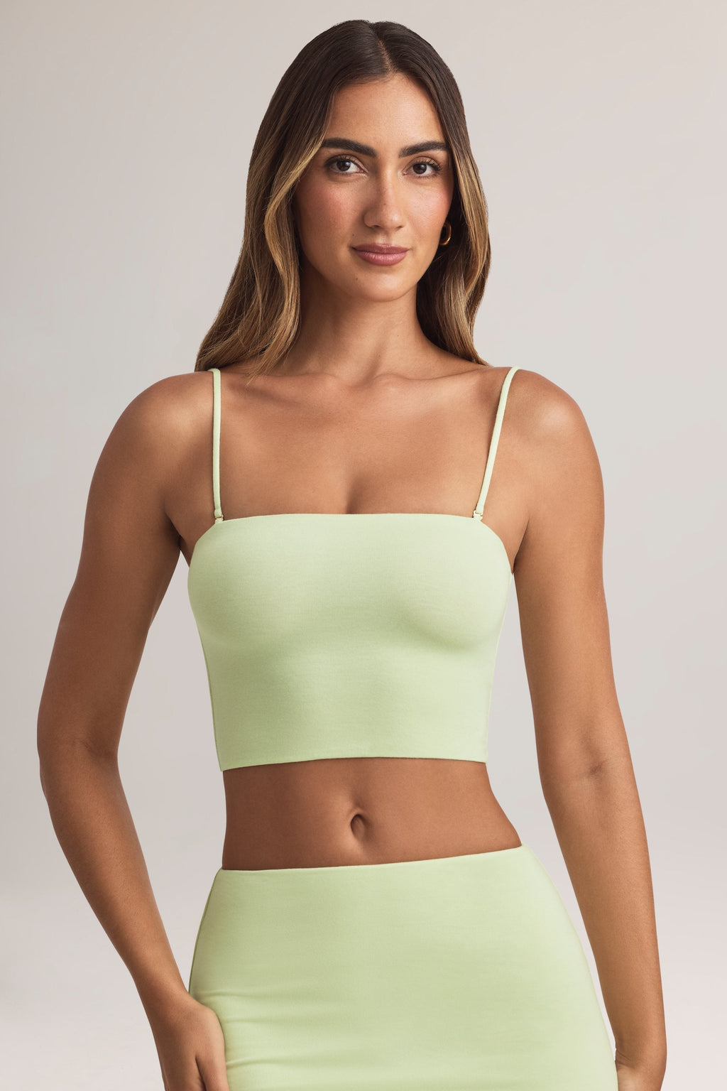 Modal Strapless Crop Top in Lime